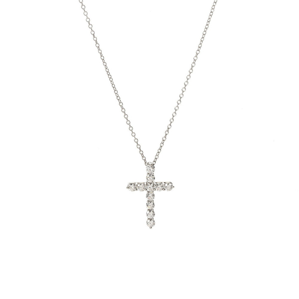 TIFFANY Cross Diamond Platinum Necklace